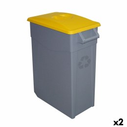 Kosz na śmieci do recyklingu Denox 65 L Żółty (2 Sztuk)