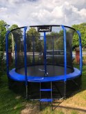 Trampolina Ogrodowa Jumpi 252cm/8FT Maxy Comfort Niebieska Z Wewnętrzną Siatką