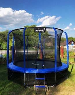 Trampolina Ogrodowa Jumpi 252cm/8FT Maxy Comfort Niebieska Z Wewnętrzną Siatką