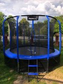 Trampolina Ogrodowa Jumpi 252cm/8FT Maxy Comfort Niebieska Z Wewnętrzną Siatką