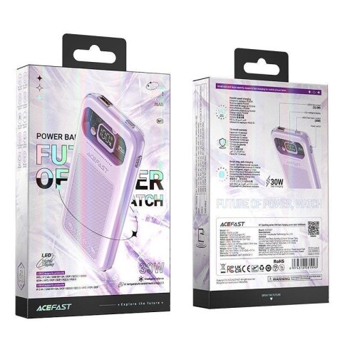 Powerbank 10000mAh Sparkling Series szybkie ładowanie 30W fioletowy Powerbank 10000mAh Sparkling Series szybkie ładowanie 30W fioletowy