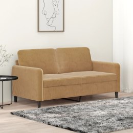 Sofa 2-osobowa, brązowa, 140 cm, tapicerowana aksamitem