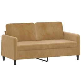 Sofa 2-osobowa, brązowa, 140 cm, tapicerowana aksamitem