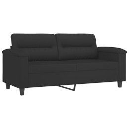 Sofa 2-osobowa, czarna, 140 cm, tapicerowana mikrofibrą