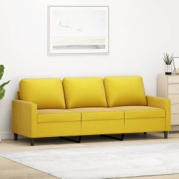 Sofa 3-osobowa, żółty, 180 cm, tapicerowana aksamitem