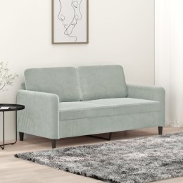 Sofa 2-osobowa, jasnoszara, 140 cm, tapicerowana aksamitem