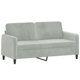 Sofa 2-osobowa, jasnoszara, 140 cm, tapicerowana aksamitem