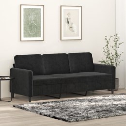 Sofa 3-osobowa, czarny, 180 cm, tapicerowana aksamitem