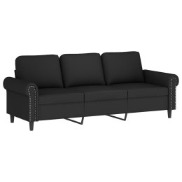 Sofa 3-osobowa, czarny, 180 cm, tapicerowana aksamitem