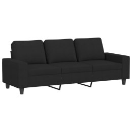 Sofa 3-osobowa, czarna, 180 cm, tapicerowana tkaniną