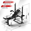 Physionics Wielofunkcyjna ławka treningowa , czarna, 18 kg