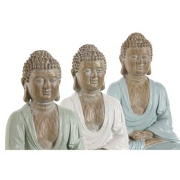 Figurka Dekoracyjna Home ESPRIT Biały Kolor Zielony Turkusowy Budda Orientalny 14 x 10,5 x 18,5 cm (3 Sztuk)