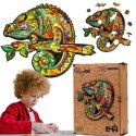 PUZZLE DREWNIANE UKŁADANKA KAMELEON KOLOROWY ZESTAW PUZZLI A4 OZDOBA