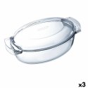 Naczynie do Piekarnika Pyrex Classic Vidrio Przezroczysty Szkło Owalna 39 x 23 x 15 cm Z pokrywką (3 Sztuk)