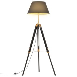 Lampa podłogowa na trójnogu, czarno-złota, drewno, 141 cm