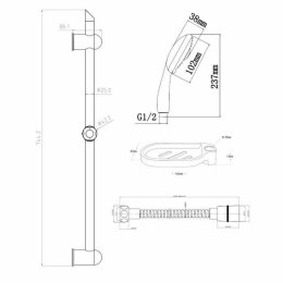 Kolumna Prysznicowa Rousseau Stal nierdzewna 2 m 3 Tryby 60 cm