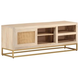 Szafka pod TV, 110x30x40 cm, lite drewno mango i żelazo