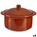 Garnek z Pokrywką Terakota 1,5 L 22 x 14,5 x 20 cm (4 Sztuk)