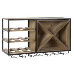 Stojak na Butelki DKD Home Decor 80 x 24 x 44 cm Jodła Naturalny Czarny Metal Brązowy Drewno MDF