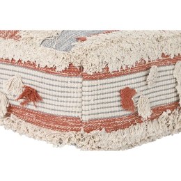 Puff DKD Home Decor Biały Pomarańczowy Paski Boho 60 x 60 x 25 cm (2 Sztuk)