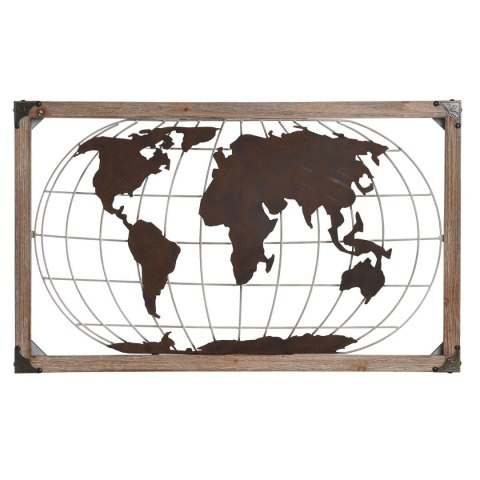 Figurka Dekoracyjna DKD Home Decor Naturalny Metal Miedź Sosna Mapa Świata (75 x 6 x 46 cm)