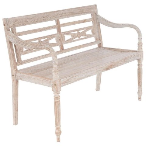 DIVERO 2-osobowa ławka ogrodowa - 119 cm, teak, biały shabby