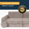 Sofa Dziecięca Premium Szara Rozkładana Przyjemna W Dotyku Siedzisko Pufy