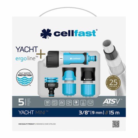 Wąż w zestawie z akcesoriami Cellfast Yacht Mini Ats PVC 15 m Ø 9 mm