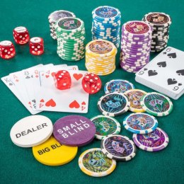 Zestaw pokerowy Texas Holdem Black Jack i żetony laserowe