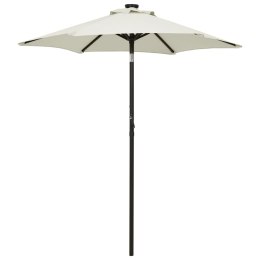 Parasol z lampkami LED, piaskowy, 200x211 cm, aluminium