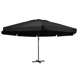 Parasol ogrodowy na słupku aluminiowym, 600 cm, czarny