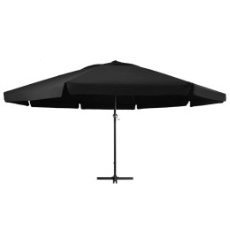 Parasol ogrodowy na słupku aluminiowym, 600 cm, czarny