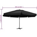 Parasol ogrodowy na słupku aluminiowym, 600 cm, czarny