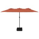 Podwójny parasol ogrodowy z LED, terakotowy, 449x245 cm