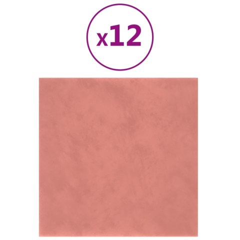 Panele ścienne, 12 szt., różowe, 30x30 cm, aksamit, 1,08 m² Panele ścienne, 12 szt., różowe, 30x30 cm, aksamit, 1,08 m²