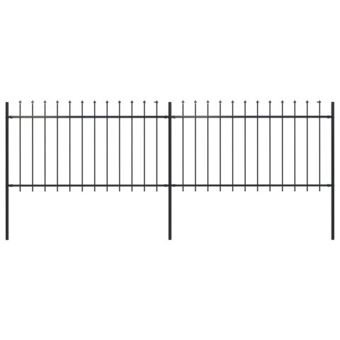 Ogrodzenie z prętów z grotami, 3,4 x 1 m, stalowe, czarne
