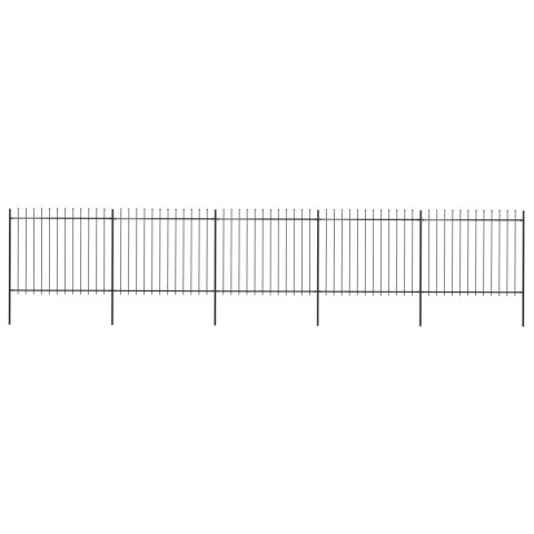 Ogrodzenie z prętów z grotami, stalowe, 8,5 x 1,5 m, czarne