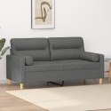 2-osobowa sofa z poduszkami, ciemnoszara, 140 cm, tkanina