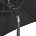 Parasol z lampkami LED, czarny, 200x211 cm, aluminium