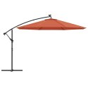 Parasol wiszący z lampkami LED, terakota, 350 cm