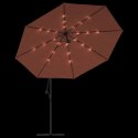 Parasol wiszący z lampkami LED, terakota, 350 cm