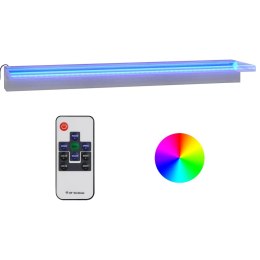 Wylewka do wodospadu z RGB LED, stal nierdzewna, 90 cm