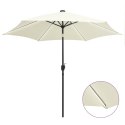 Parasol ogrodowy z LED i aluminiowym słupkiem, 300 cm, piaskowy