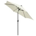 Parasol ogrodowy z LED i aluminiowym słupkiem, 300 cm, piaskowy