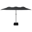 Podwójny parasol ogrodowy z LED, czarny, 449x245 cm