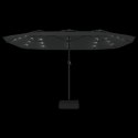 Podwójny parasol ogrodowy z LED, czarny, 449x245 cm