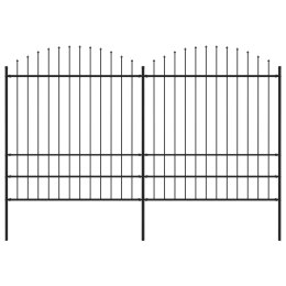 Panele ogrodzeniowe z grotami, stal, (1,75-2) x 3,4 m, czarne