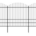 Panele ogrodzeniowe z grotami, stal, (1,75-2) x 3,4 m, czarne