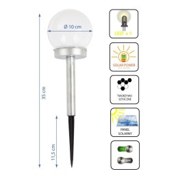 ZESTAW 12 LAMP SOLARNYCH KULA MLECZNA 10x35CM