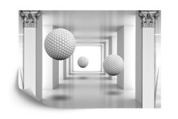 Fototapeta 3D Mural Digital Silver Tunnel With Sphere And Columns .
Modern Rendering Gray Interior Wallpaper